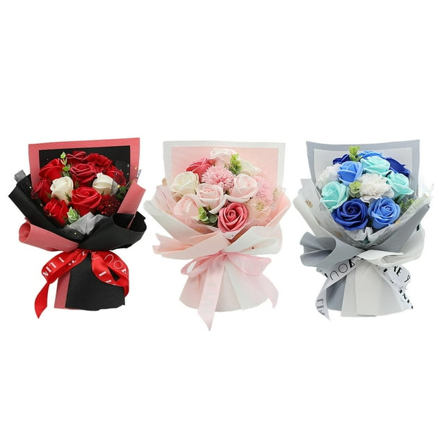 33 Piezas Ramo de Flores de Jabón de Rosas de Clavel Decoración de San Valentín Boda