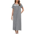 thumbnail image 3 of Aboser Long Nightgown for Women Short Sleeve Home Loungewear Casual Button Up Nightdress Loose Fit Crewneck Sleepshirts Comfort Soft Maxi Sleepwear, 3 of 9