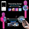 thumbnail image 4 of 4-in-1 Bluetooth Karaoke Microphone for Boys and Girls, with LED Lights, Wireless, Compatible with Android and iOS, for Adults, Home, Karaoke, Parties, Rose Gold Color., 4 of 5