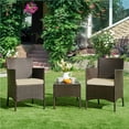 thumbnail image 6 of Yaheetech 3-Pieces Patio Wicker Chairs and Table Set for Garden Deck, Brown/Khaki, 6 of 7