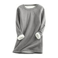 thumbnail image 4 of Arlun Fall Winter Lined Warm Sweatshirts For Women Casual Solid Color Raglan Long Sleeve Crewneck Pullover Tops Soft Comfy Outside Wear Hoodless Outfits Grey M, 4 of 8