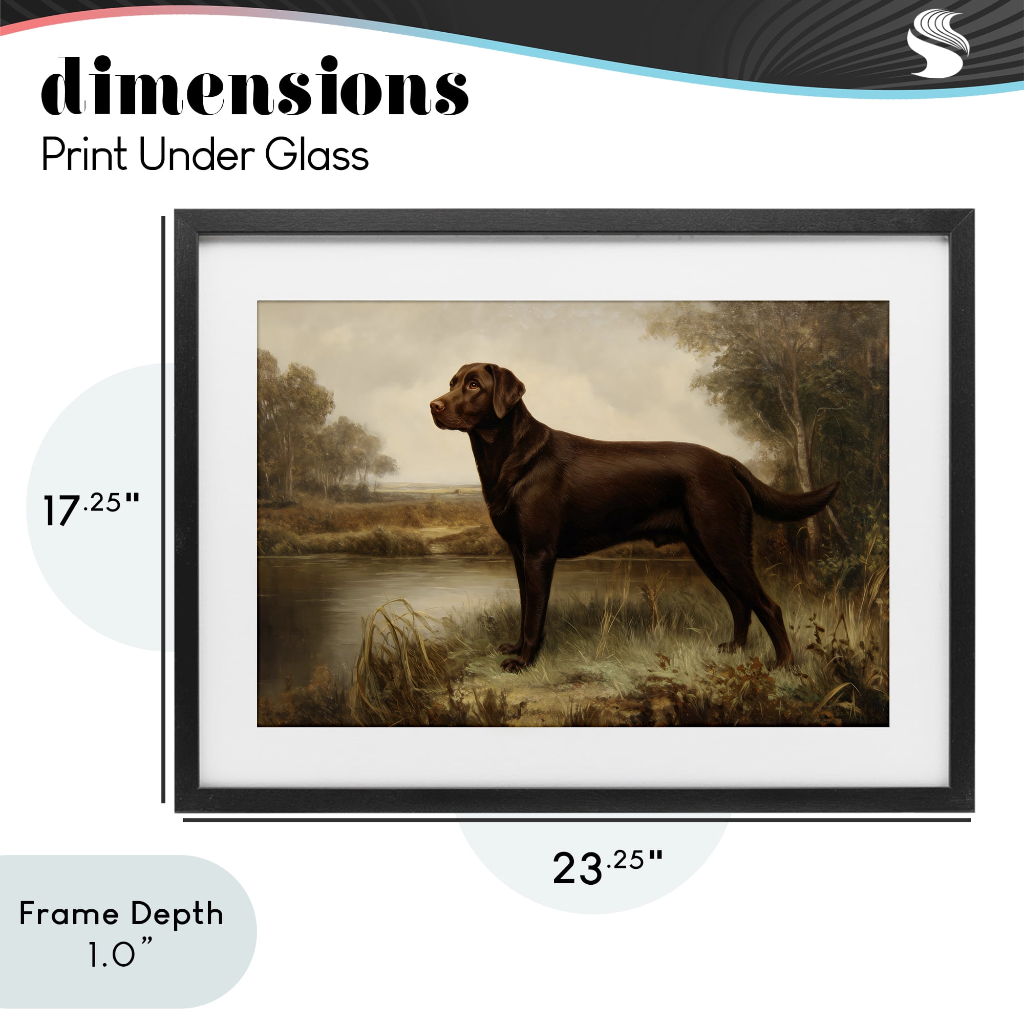 Stupell Industries Brown Lab By The River Black Framed Print Under Glass, design by Petal Prints Design