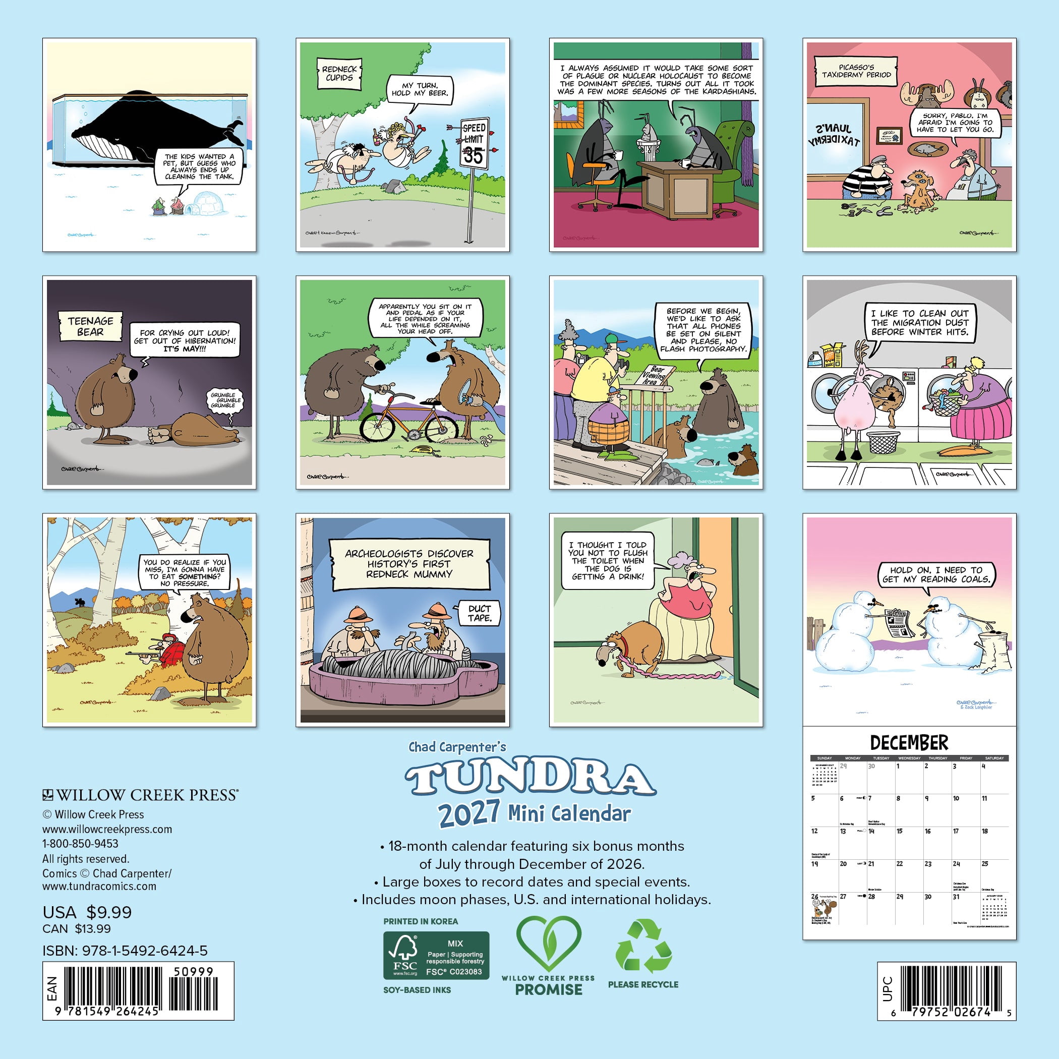 Willow Creek Press, Tundra 2027 Mini Wall Calendar