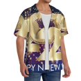 thumbnail image 2 of Xecao 2025 New Year 1 Men's Casual Short-sleeved Shirt, a button-up collared shirt with a pocket-Medium, 2 of 5