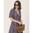 thumbnail image 5 of Moomaya V Neck Wrap Printed Georgette Short Sleeve Dress - Women's Wrap Dress, 5 of 9