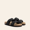 thumbnail image 3 of DREAM PAIRS Women’s Slide Sandals with Genuine Leather Footbed Adjustable Double Buckle Slip-On Flat Sandals with Arch Support, 3 of 7