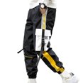 thumbnail image 1 of Men Cargo Pants Large Pockets Strap Hiphop Sweatpants Spring Autumn Male Clothes Yellow XL, 1 of 8