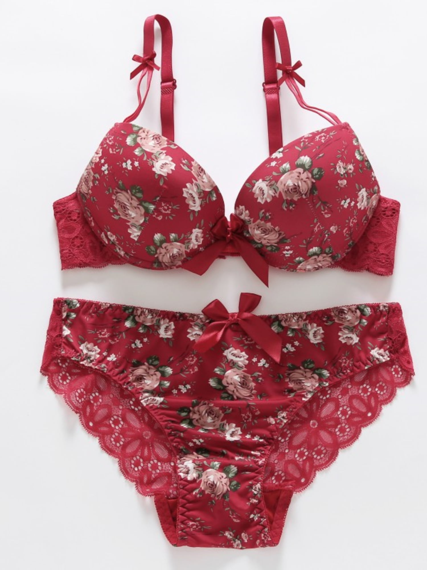 Like Me Affair Cotton Chicken Embroidery Bra for Women - Red - B08