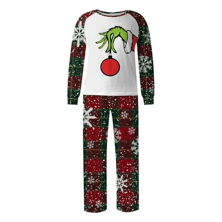 

Clearance Before Christmas！Gotyou Family Grinch Pajamas Christmas Prints Family Matching Long Sleeve Tops+Pants Set Family Matching Sets