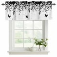 thumbnail image 2 of Black Spring Botanical Valances for Windows, Decorative Rod Pocket Window Valance Curtains, Weeping Eucalyptus Butterfly Short Curtain Drapes for Kitchen/Bathroom/Living Room, 2 Panels, 60" W x 18" L, 2 of 8