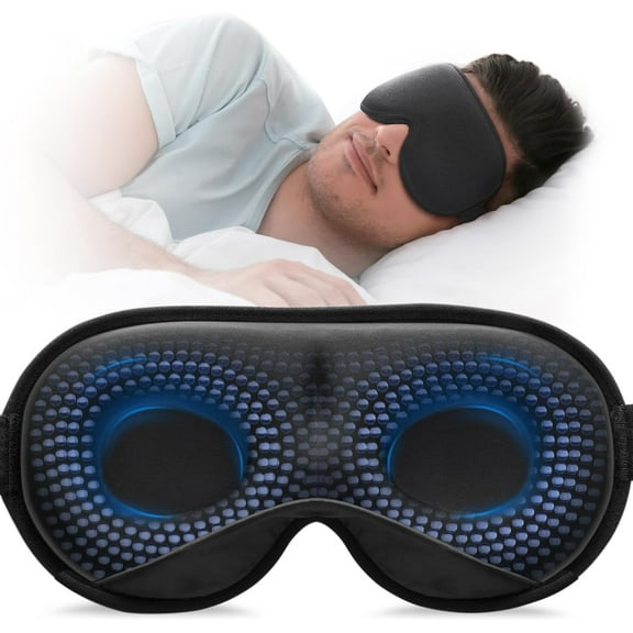 Weighted 3D Sleep Mask for Women & Men, Adjustable Light Blocking Eye Mask with Deep Eye Pocket, Pressure Relief for Travel, Yoga, Nap – 4.2oz Comfort Design