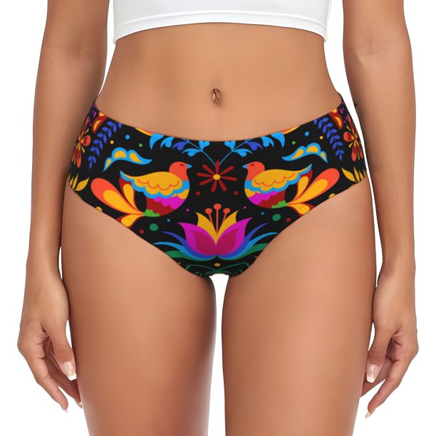 Fotbe Mexican Flower Traditional1 Calzones Estampados para Mujer – Ropa Interior de Algodón, Cómoda, Suave y Elástica-XX-Large