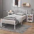 thumbnail image 3 of VECELO 3-Piece Modern Bedroom Set-Includes Metal Twin Bed Frame with Headboard & Set of 2 X-Design Nightstands, Heavy Duty Wooden Storage Side Table, White, 3 of 10