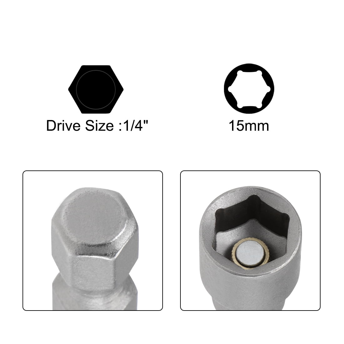 FOCKEAMS 2Pcs 10mm/0.39in Magnetic Nut Setter Driver Drill Bit - View #10