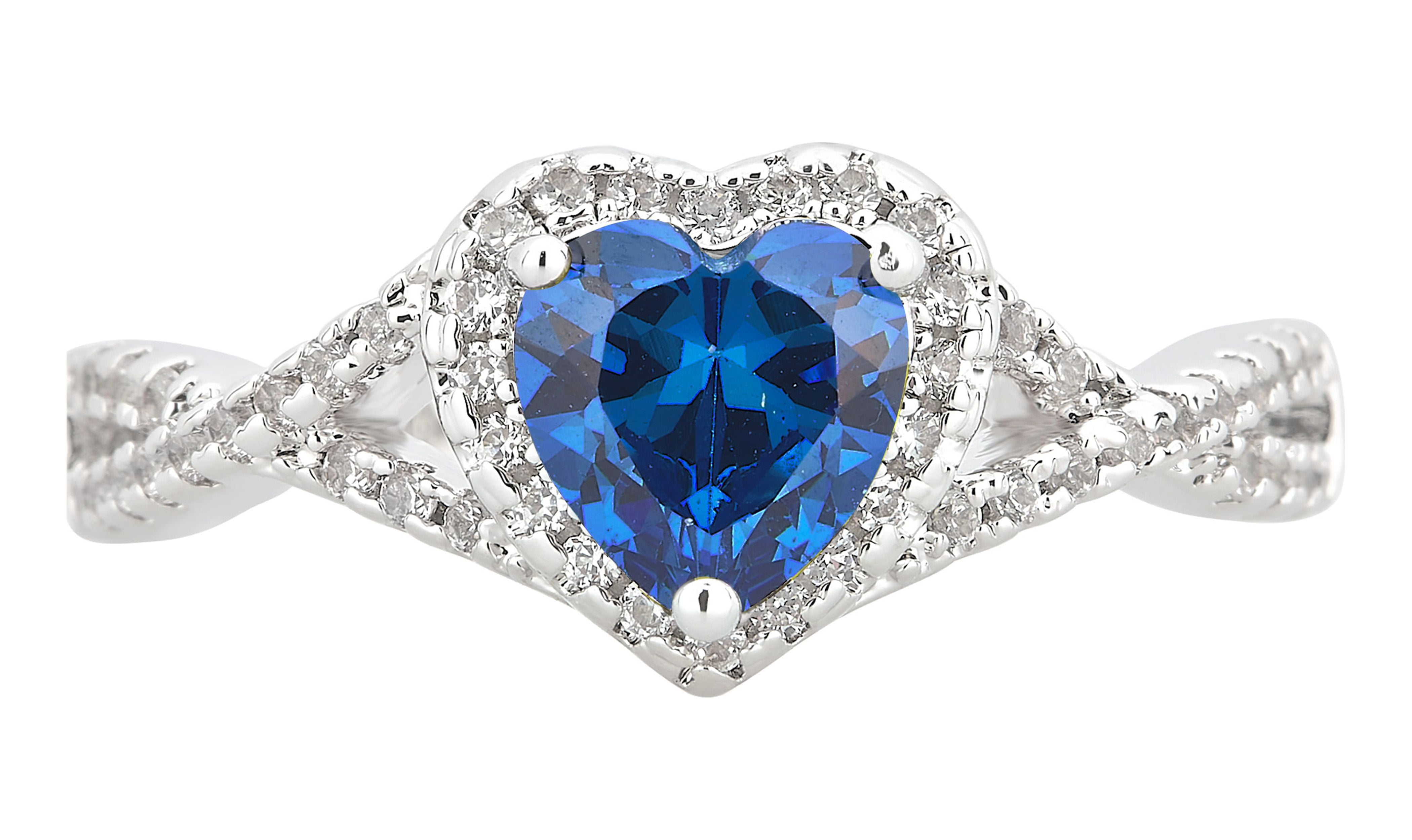 Arista 0.20 ct Blue Topaz Gemstone Women's Diamond Band in Brass