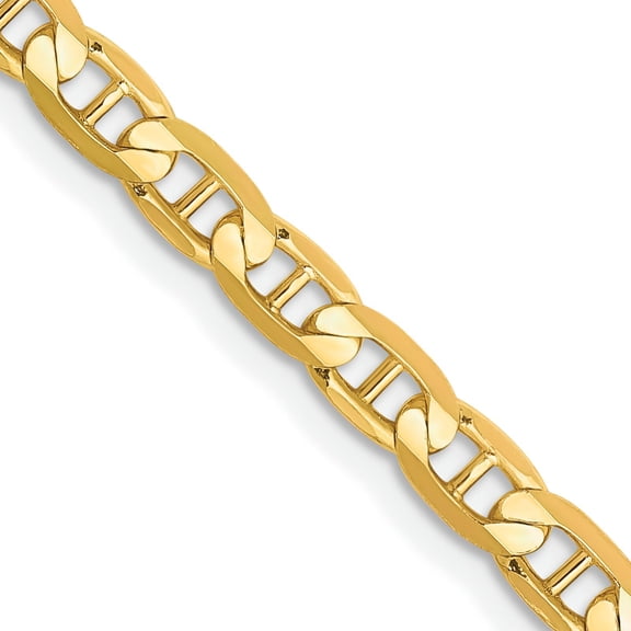 14K Yellow Gold 3.75mm Concave Anchor Chain Jewelry 16"