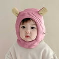 thumbnail image 2 of Splozh Infant Winter Hat Winter Pullover Hat Children's Double Ear Hat Solid Color Cute Knitting Boys Girls Baby Hat Pink,6-36 Months, 2 of 9