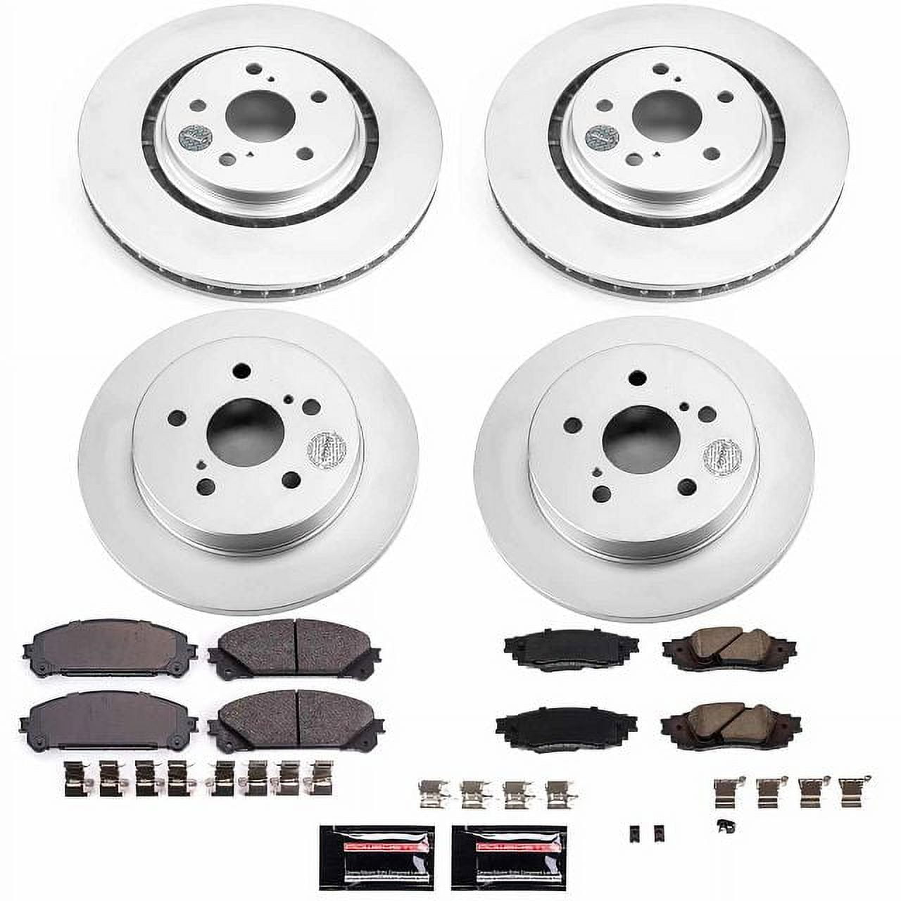 PowerStop Front and Rear Geomet Coated Brake Rotor and Pad Kit Fits: TOYOTA Select Models CRK8633