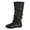 Black, variant on Rokment Wide Mid Calf Slouchy Boots for Women Fashion Ruched Soft Leather Round Toe Low Heels Mid-Calf Tall Dress Boots Fall Winter