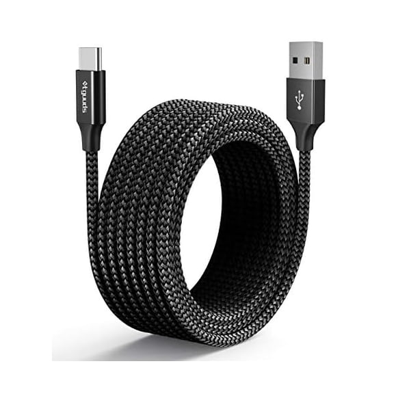 Quyaojz Extra-Long USB C Cable 5M, USB A to USB C Charger Cable Fast Charging Type C Lead for Braided Samsung Galaxy S22 S21 S20 S10 S9 A20 A55, P20, PS5, Swith -Black