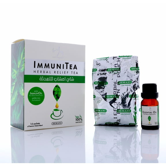 ImmuniTea I Herbal Relief Tea I 14 Sachets I with ImuniOil for steam Inhalation