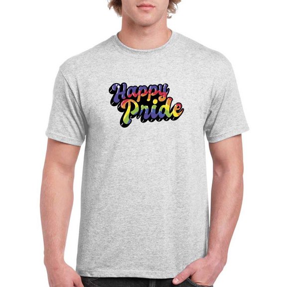 Happy Pride Bubblegum Text T-Shirt Men -Smartprints Designs, Male 3X-Large