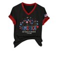 thumbnail image 3 of MEICHEN Women's 250th Anniversary V Neck Graphic Tee Casual Soft Print T Shirt Blouse Short Sleeve Summer Top, 3 of 6