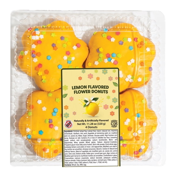 Lemon Flower Shaped Donut, 11.28 oz, 4ct