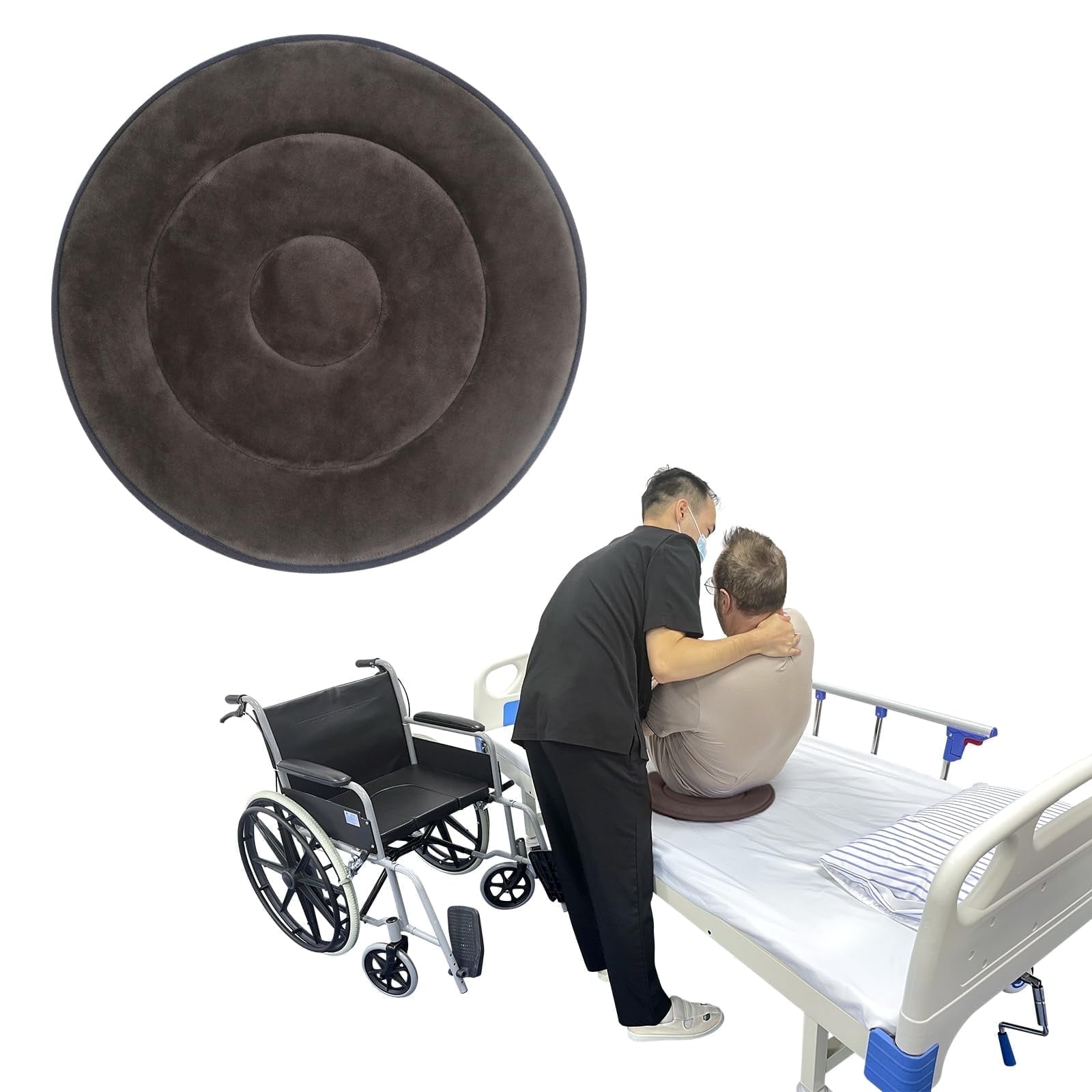 Ehucon 360-Degree Swivel Seat Cushion for Elderly and Mobility Support – Rotating Pad for Car, Wheelchair, Sofa, and Bed, Holds 330 lbs（Gray,17.7）