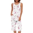 thumbnail image 2 of Weiqiqre Women's Sleepwear Soft Sleepwear Pjs Short Sleeve Sleeveless Nightwear with Long Pants, 2 of 7