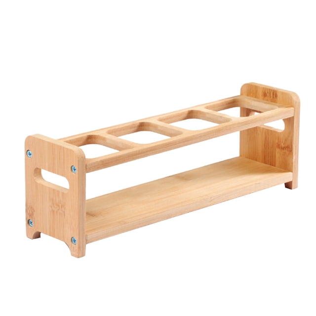Seasoning Storage Stand Bamboo Wood 4 Holes Multifunctional Anti Slip Space Saving Oil Bottle Rack Kitchen Supplies Square Slots
