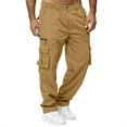 thumbnail image 2 of NIEWTR Mens Cargo Joggers Pants Casual Twill Chino Cotton Elastic Drawstring Outdoor Hiking SweatPants (Khaki,4XL), 2 of 4