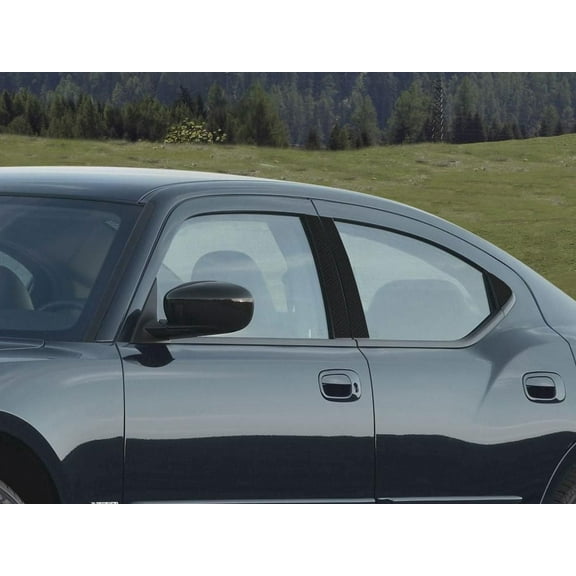Rvinyl Pillar Post Pre Cut Window Trim Carbon Fiber 4D Black Fits Dodge Charger 2006-2010
