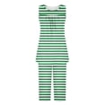 thumbnail image 6 of successthop Woman Pajama Set Green Lightweight Striped Sleeveless Tank Tops 2 Piece Capri Loungewear XL, 6 of 6