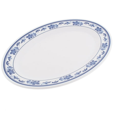 Restaurant Dishes Unique Bargains Hotel Restaurant Plastic Flower Pattern Oval Shape Food Dish Plate 17