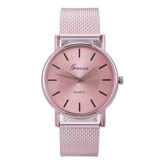 Fsqjgq Minimalist Dress Watches for Men Alloy Stainless Steel Quartz Wrist Watch Digital Analog Watches Pink