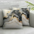 thumbnail image 3 of Chilfamy Marble Gold Black Pillow Cushion Covers Zipper Closure Short Plush 1PC for Sofa Couch Bedroom Car Chair Home Decor 12x12in, 3 of 5