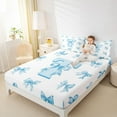 thumbnail image 4 of Homewish Blue Ribbon Letter T Queen Sheet Sets, Cartoon Cute Monogrammed Flat Sheet, Princess Fairy Tale Bow Queen Fitted Sheet, Super Cozy Room Decor, 4pcs, 4 of 7