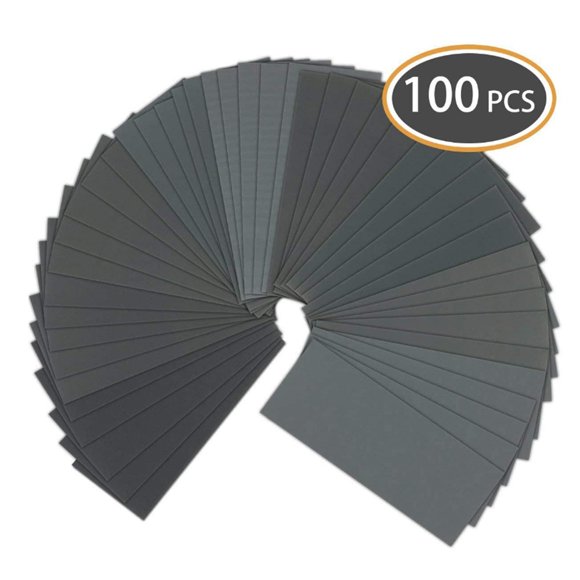 Amdohai 100 Pcs Sable Fin Résistant à l'Usure Peinture Auto Polissage Papier de Sable et Papier de Sable à Double Usage Sec Poli