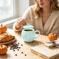 thumbnail image 2 of Pumpkin Ceramic Coffee Mug with Lid 14oz Microwave Safe Halloween Autumn Fall Novelty Cup for Women Family Home Decor, 2 of 3