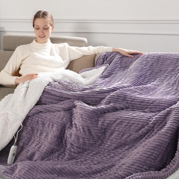 Manta eléctrica Zorvixia Twin Lavender con 5 niveles de calentamiento