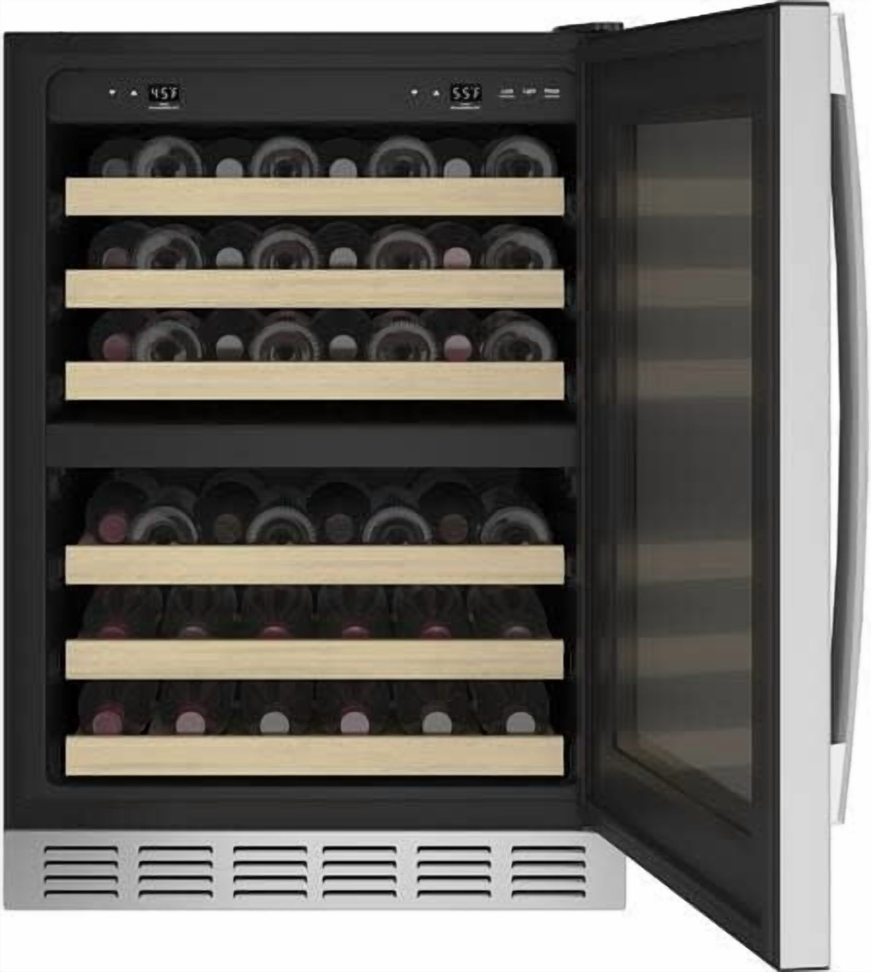 GE Appliances Profile 44 Bottle Beverage Cooler with Sliding Wine Racks, Stainless Steel