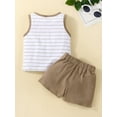 thumbnail image 3 of Bagilaanoe 2pcs Toddler Baby Boy Short Pants Set Stripe Sleeveless Tank Tops + Shorts 12M 18M 24M 3T 4T 5T Kids Casual Summer Outfits, 3 of 9