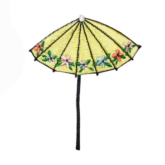 ID 3373B Floral Umbrella Patch Rain Sun Beach Cover Embroidered Iron On Applique