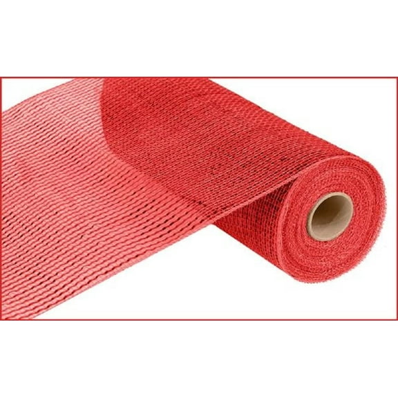 Deluxe Wide Foil Poly Deco Mesh, 10 Inches x 10 Yards Red with Red Foil