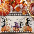 thumbnail image 2 of Halloween Placemats Set of 4 Grimace Pumpkin Place Mats Fall Placemat Trees Bat Candy Witch Hat Ghost Linen Table Mats for Dining Kitchen Table Holiday Dinner Party Home Decorations 13x19 Inch, 2 of 8