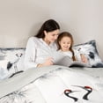 thumbnail image 5 of Homewish Red-Crowned Crane Full Size Comforter Sets,Ink Painting Bedding Comforter Set,White Gray Bedding Sets For Girls Kids,Luxury Bedroom Decor Reversible,3 Pieces, 5 of 8
