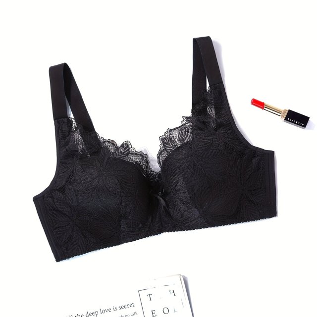 Plus Size Elegant Bra Women‘s Plus Solid Floral Lace Unlined Full Coverage Underarm Smoothing Bra