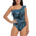 thumbnail image 2 of Octopus Tentacle Two-T Drawing One Piece Swimsuit Women Ruffle Monokini Shoulder Swimsuit Bathing Suit Swim Wear Octopus, 2 of 5