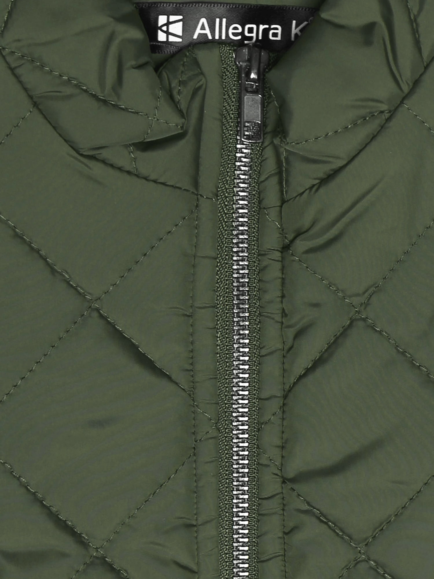DARING DIVA Women's Zip Stand Collar Quilted Padded Vest XS Green